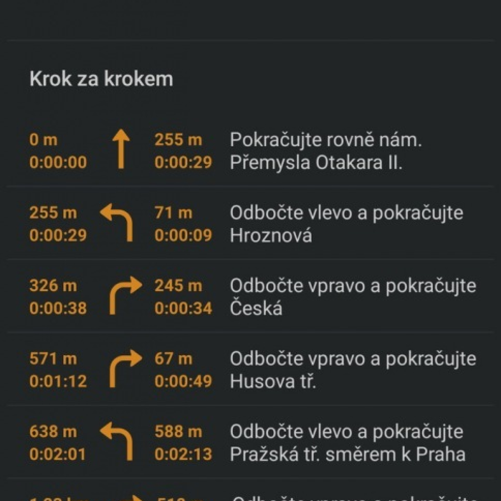 Itinerář navigace