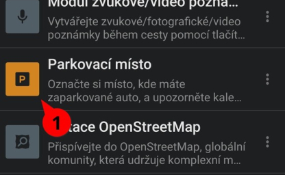 Modul Parkovací místo