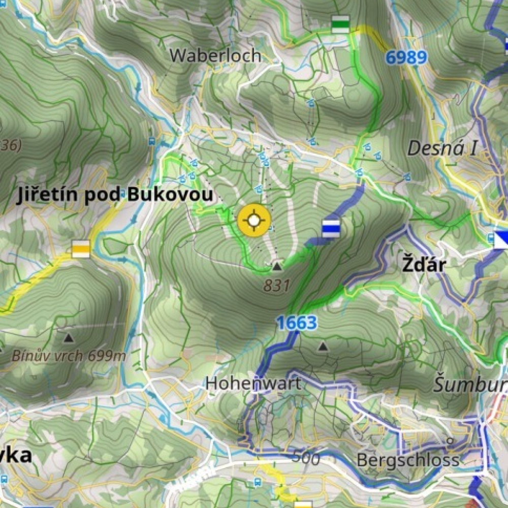 Stínování kopců a vrstevnice